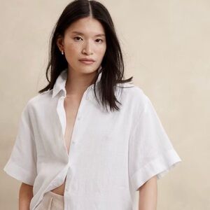Banana Republic White Linen Blouse